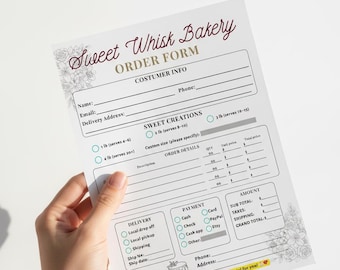 Kuchen Bestellschein Vorlage | Bäckerei Geschäft, Bearbeitbar in Canva (Digitaler Download)