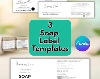 Seifenetiketten-Vorlagen-Bundle | Hochzeit Seifenetiketten | Bearbeitbare Canva Bauchbandverpackung für Handmade Soap Business