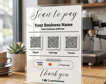 Scan-to-Pay-Vorlage, QR-Code-Zahlungsschild, bearbeitbare Canva-Vorlage, druckbares digitales Zahlungsschild, QR-Schild, Sofort-Download, pay by qr