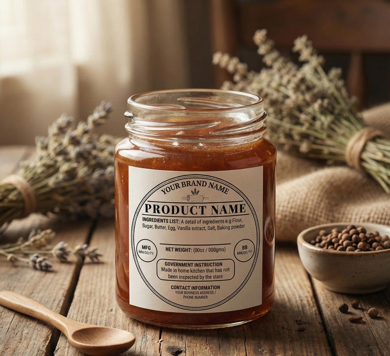 Editable Cottage Food Labels Printable | Bakery Ingredient Labels for ...