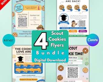 Bearbeitbare Cookie Flyer Vorlage 2026 | Canva Cookie Menü mit QR-Code | Druckbares Cookie-Flyer-Bündel | Vorlagen für kleine Unternehmen