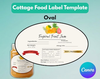 Cottage Food Label Vorlage und Cottage Law Label zum Ausdrucken für kleine Lebensmittelunternehmen und Bäcker