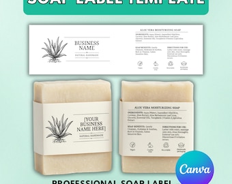 Seifenetikettenvorlage bearbeitbar Aloe Vera, Hochzeitsbevorzugung Seifenverpackung, Brautgeschenk-Bauchbandetikett, handgemachte Seifenverpackung, sofortiger Download