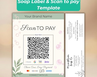 Druckbare Seife Label Canva Vorlage | Benutzerdefinierte Seife Etiketten Design | Scan-to-Pay-Vorlage | Kleine Unternehmen Branding | Digitaler Download