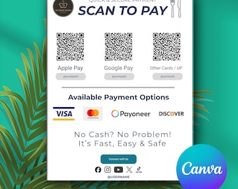 Scan To Pay Vorlage Qr Code Zeichen, Small Business Zeichen, Small Business, Paypal Zahlung Zeichen, Printable Zeichen Sofortiger Download