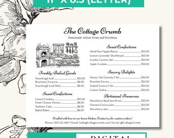 Preisliste Vorlage für Kekse Geschäft, Preisliste für kleine Unternehmen, DIY-Preisliste für Cottage Food Business, sofortiger Download, Canva