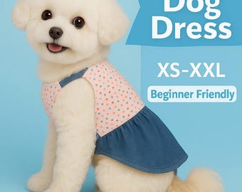 Polka Dot Dog Dress Sewing Pattern | Cute Summer Pet Outfit | XS–XXL Beginner-Friendly PDF Pattern for Small to Large Dogs