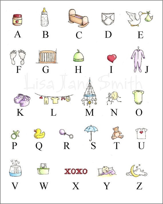 Items similar to A baby alphabet ABCs for nursery or childs room