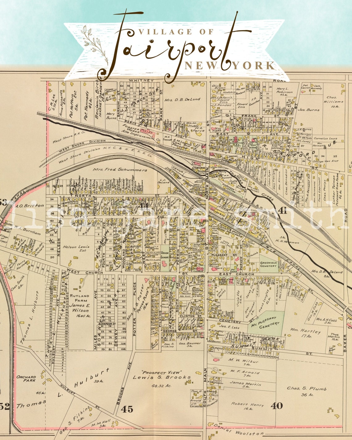 Fairport NY Vintage Map 8x10 Vertical Art Print Etsy