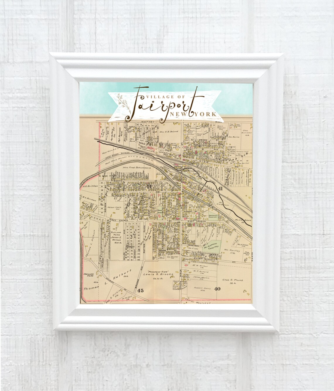 Fairport NY Vintage Map 8x10 Vertical Art Print Etsy