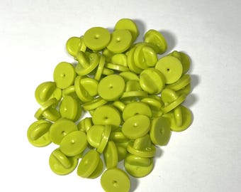 Electric Lime Green rubber pin backs for lapel, hat pins, badges, and ribbon bars