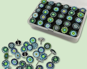 Mandala Push Pins, Colorful Thumbtacks for Cork Board, Office Decor, Vision Board Pin, Boho Tacks