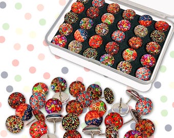 Pop Art Push Pins, 15/30 Pack, Decorative Thumbtacks for Bulletin Boards.