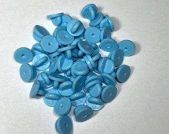 Blue rubber pin backs for lapel, hat pins, badges, and ribbon bars