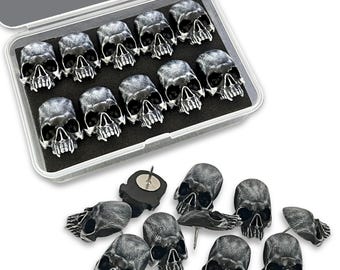Vampire Skull Push Pins, Gothic Thumbtacks, Spooky Desk Decor, Emo Gift Set