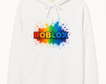 Sudadera con capucha de Roblox: Suéter unisex, sudadera con capucha, ropa de cosplay, estampado brillante de Año Nuevo.