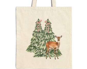 Deer Tote Bag — Coquette Reusable Grocery Shopping Bags, Eco-Friendly Cotton Canvas