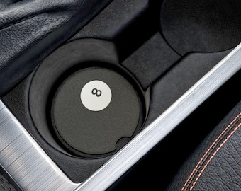 Universal Fit 8 Ball Car Coasters, 1 or 2 Count Black Car Accessories