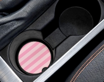 Universal Fit Pink Striped Car Coasters, 1 or 2 Count Car Accessories