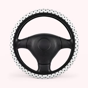 polka dot steering wheel cover black and white universal fit