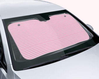 Universal Fit Pink Striped Car Sun Shade - Reflective, Foldable Windshield Sunshade, UV Heat Protector