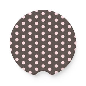 brown and pink polka dot car coaster cute accessories for car
