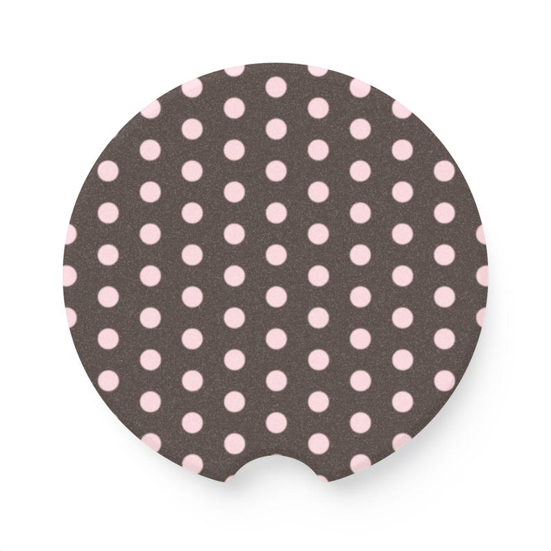 brown and pink polka dot car coaster cute accessories for car