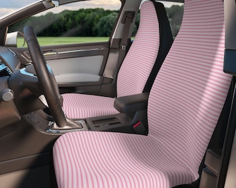 Universal Fit Pink Striped Car Seat Covers (2x Front) Automotive Accessories