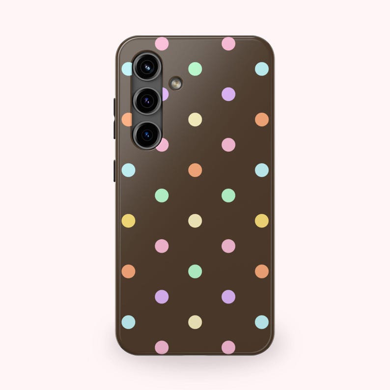 candy pastel colored Y2K polka dot chocolate brown phone case