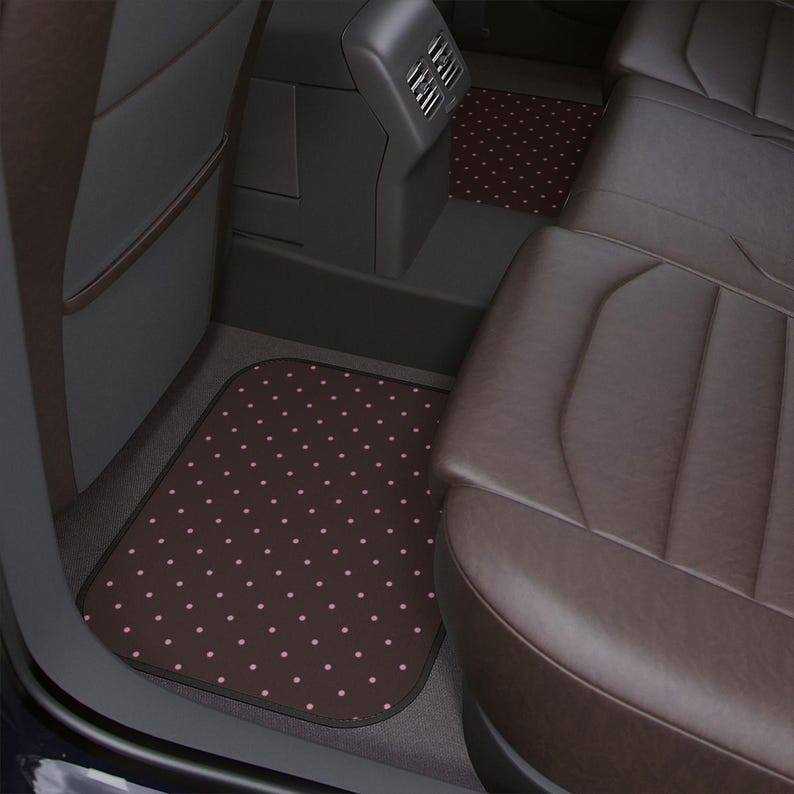brown and pink polka dot car mats 1 piece rear