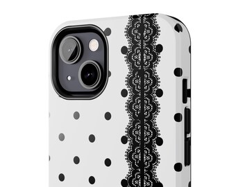 Lace Polka Dot Phone Case for iPhone and Samsung — Black & White