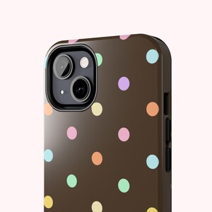brown Y2K polka dot phone case
