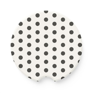 white and black polka dot car coaster 1pc
