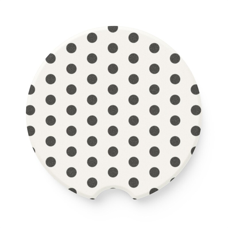 white and black polka dot car coaster 1pc