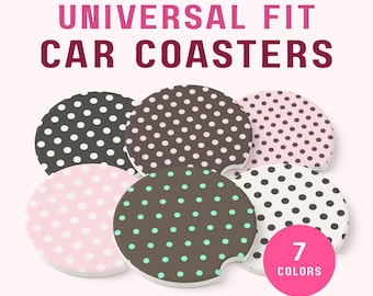 Posavasos universales para coche con estampado de lunares, paquete de 1 o 2 unidades. Accesorios para automóvil.