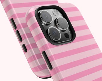 Protective Pink Striped Phone Case for iPhone 18 Pro Max 17 16 15