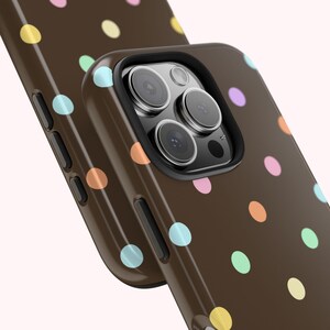 rainbow and brown pastel polka dot phone case