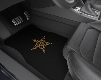 Cheetah Print Star Car Mats – Universal Fit Auto Accessories Set