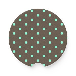 brown and mint polka dot