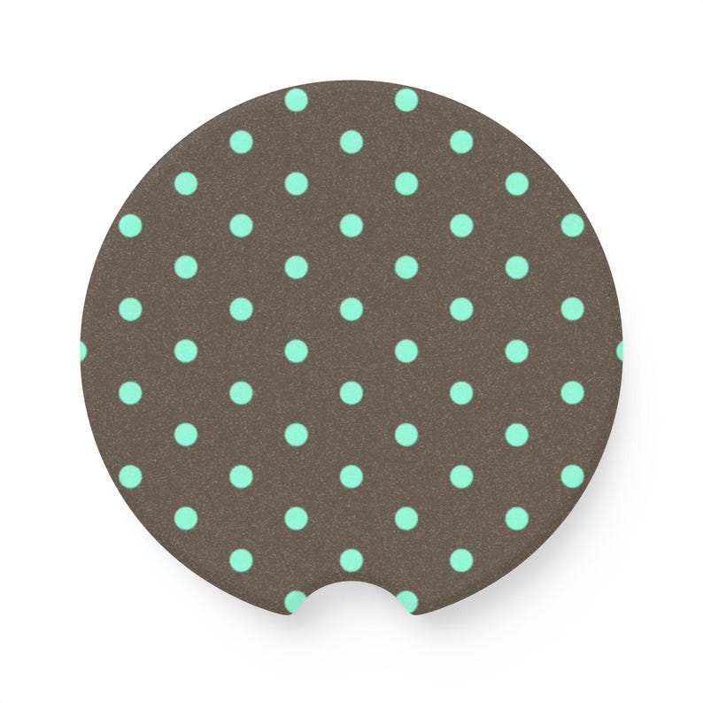 brown and mint polka dot