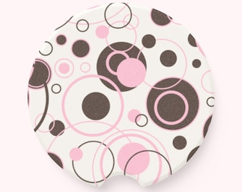 Universal Fit Y2K Circles Car Coaster, 1 or 2 Count Brown & Pink Car Decor