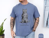 Photo 6 of 8: funny cat shirt with a grumpy cat holding a mug and the phrase This Is My Tolerance Face on a soft blue tee, a cozy cat meme shirt and dry humor gift for him or her, perfect for introvert humor and cat lover gift giving