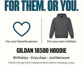 Photo 20 of 20: Gift guide graphic featuring a blue heart icon on the left and a dark gray hoodie on the right with text suggesting the hoodie as a gift or for personal wear.