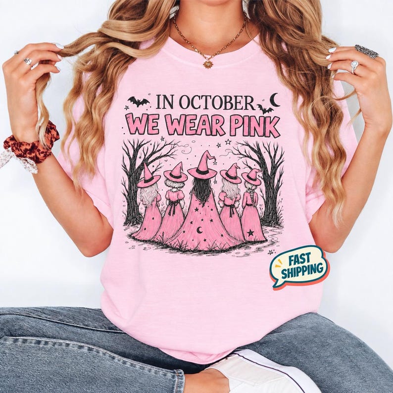 In October we ware pink, breast cancer awareness Comfort Colors T shirt