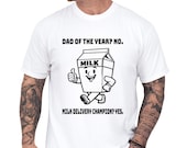 Photo 1 of 8: Funny dad shirt with a playful milk carton art graphic and the phrase Dad of the Year? No. Milk delivery champion? Yes. A cool papa outfit and cereal run joke gift for dad, perfect family gag clothes and Father’s Day gift idea
