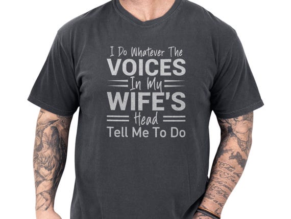 Funny wife's voices heavy cotton tee listing image