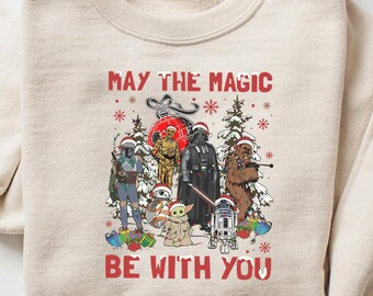 May The Magic Be With You Star Wars Christmas Sweatshirt, Vader Trooper Christmas Hoodie, Disney Christmas Family Matching, Star Wars Fan