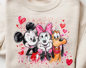 Disneyland Sweethearts Sweatshirt, Disneyland Valentines Sweater, Mickey And Friends Valentine Sweatshirt, Valentines Day Sweatshirt