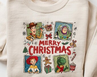 Toy Story Merry Christmas Sweatshirt, Disney Pixar Xmas Sweatshirt, Toy Story Movie Hoodie, Toy Story Christmas Party Crewneck