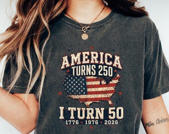 Camiseta retro "Estados Unidos cumple 250, yo cumplo 50", camiseta vintage de 50 cumpleaños de 1976, regalo patriótico de 50 cumpleaños, 1776 1976 2026